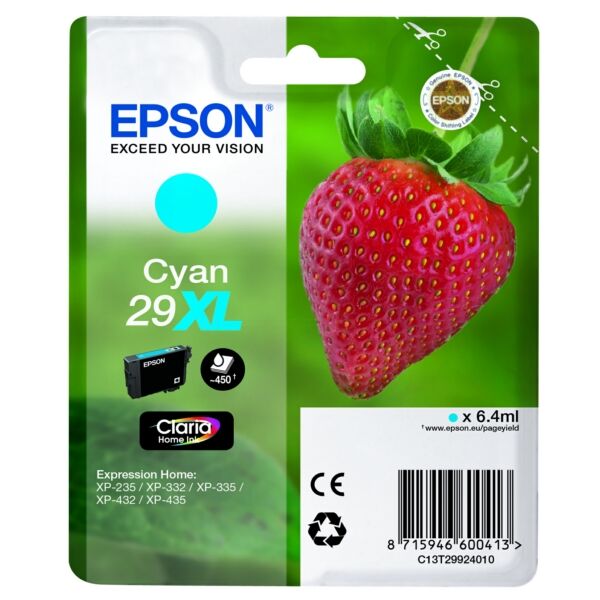 Epson Original Epson Expression Home XP-355 Tintenpatrone (29XL / C 13 T 29924012) cyan, 450 Seiten, 3,71 Rp pro Seite, Inhalt: 6 ml