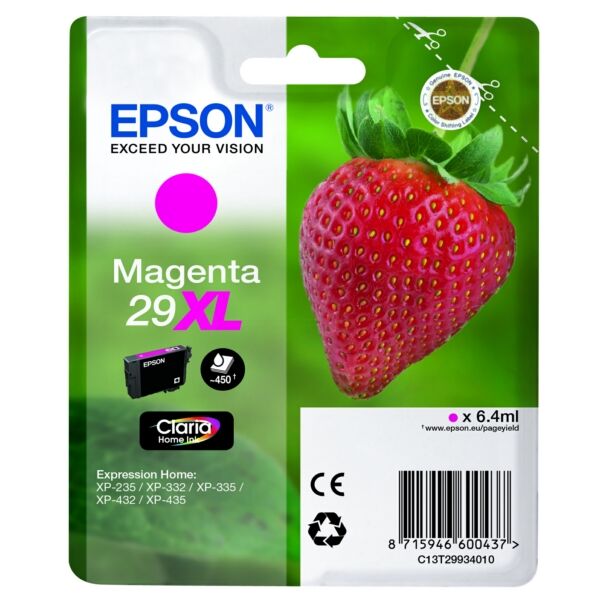 Epson Original Epson Expression Home XP-350 Series Tintenpatrone (29XL / C 13 T 29934012) magenta, 450 Seiten, 3,71 Rp pro Seite, Inhalt: 6 ml