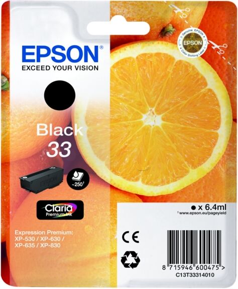 Epson Original Epson Expression Premium XP-530 Tintenpatrone (33 / C 13 T 33314012) schwarz, 250 Seiten, 6,42 Rp pro Seite, Inhalt: 6 ml