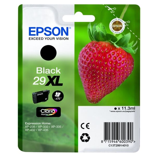 Epson Original Epson Expression Home XP-330 Series Tintenpatrone (29XL / C 13 T 29914012) schwarz, 470 Seiten, 4,85 Rp pro Seite, Inhalt: 11 ml