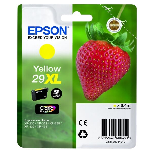 Epson Original Epson Expression Home XP-247 Tintenpatrone (29XL / C 13 T 29944022) gelb, 450 Seiten, 3,8 Rp pro Seite, Inhalt: 6 ml