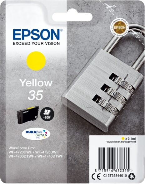 Epson Original Epson WorkForce Pro WF-4730 DTWF Tintenpatrone (35 / C 13 T 35844010) gelb, 650 Seiten, 3,3 Rp pro Seite, Inhalt: 9 ml