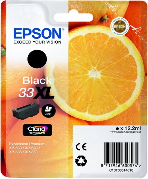 Epson Original Epson Expression Premium XP-635 Tintenpatrone (33XL / C 13 T 33514012) schwarz, 530 Seiten, 4,54 Rp pro Seite, Inhalt: 12 ml