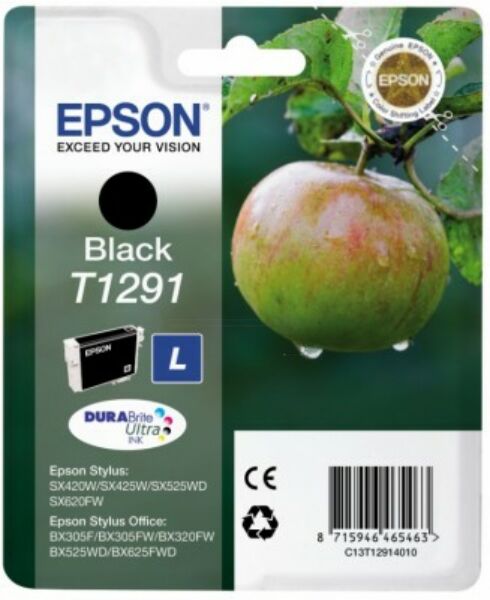 Epson Original Epson Stylus Office BX 630 Series Tintenpatrone (T1291 / C 13 T 12914012) schwarz, 380 Seiten, 4,42 Rp pro Seite, Inhalt: 11 ml