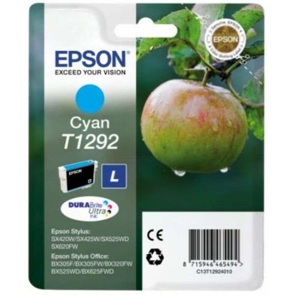 Epson Original Epson Stylus Office BX 305 FW Plus Tintenpatrone (T1292 / C 13 T 12924012) cyan, 460 Seiten, 3,64 Rp pro Seite, Inhalt: 7 ml