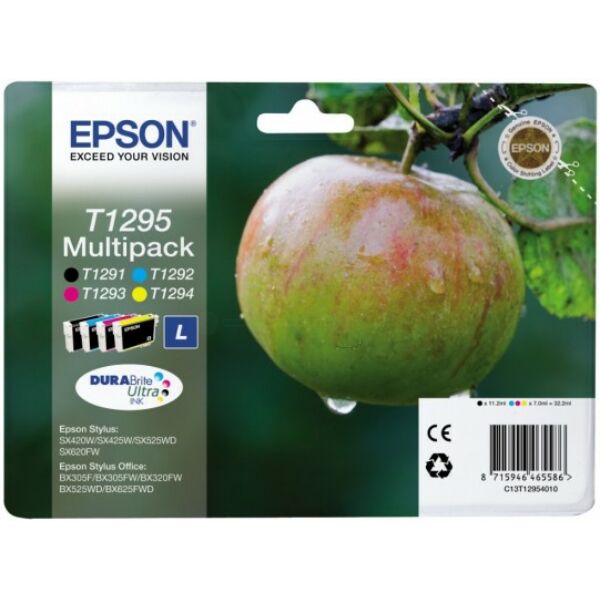 Epson Original Epson Stylus SX 535 WD Tintenpatrone (T1295 / C 13 T 12954012) multicolor Multipack (4 St.), Inhalt: 11,2 ml + 3x7 ml