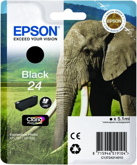 Epson Original Epson Expression Photo XP-860 Tintenpatrone (24 / C 13 T 24214012) schwarz, 360 Seiten, 2,96 Rp pro Seite, Inhalt: 5 ml