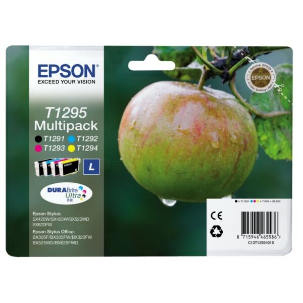 Epson Original Epson Stylus SX 235 Tintenpatrone (T1295 / C 13 T 12954022) multicolor Multipack (4 St.), Inhalt: 11,2 ml + 3x7 ml