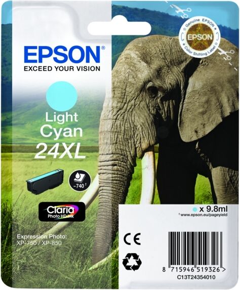 Epson Original Epson Expression Photo XP-960 Tintenpatrone (24XL / C 13 T 24354012) photocyan, 500 Seiten, 3,57 Rp pro Seite, Inhalt: 9 ml