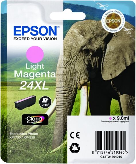 Epson Original Epson Expression Photo XP-750 Tintenpatrone (24XL / C 13 T 24364012) photomagenta, 500 Seiten, 3,56 Rp pro Seite, Inhalt: 9 ml