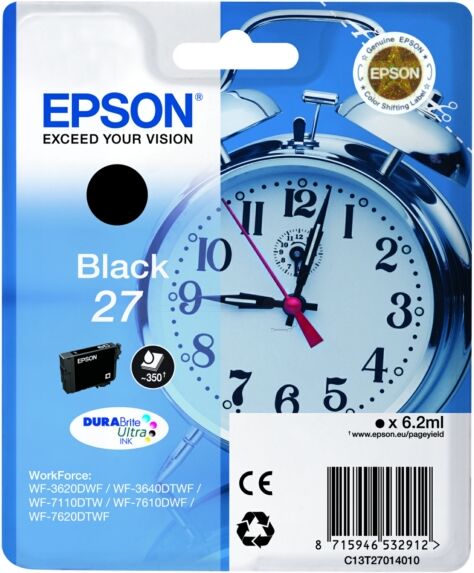 Epson Original Epson WorkForce WF-7210 DTW Tintenpatrone (27 / C 13 T 27014022) schwarz, 350 Seiten, 4,87 Rp pro Seite, Inhalt: 6 ml