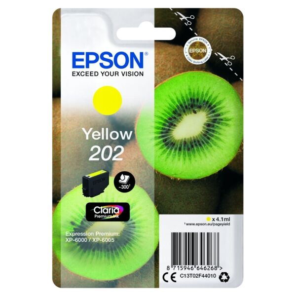 Epson Original Epson Expression Premium XP-6000 Tintenpatrone (202 / C 13 T 02F44010) gelb, 300 Seiten, 3,88 Rp pro Seite, Inhalt: 4 ml