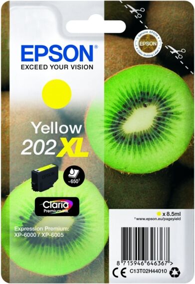 Epson Original Epson Expression Premium XP-6105 Tintenpatrone (202XL / C 13 T 02H44010) gelb, 650 Seiten, 2,88 Rp pro Seite, Inhalt: 8 ml