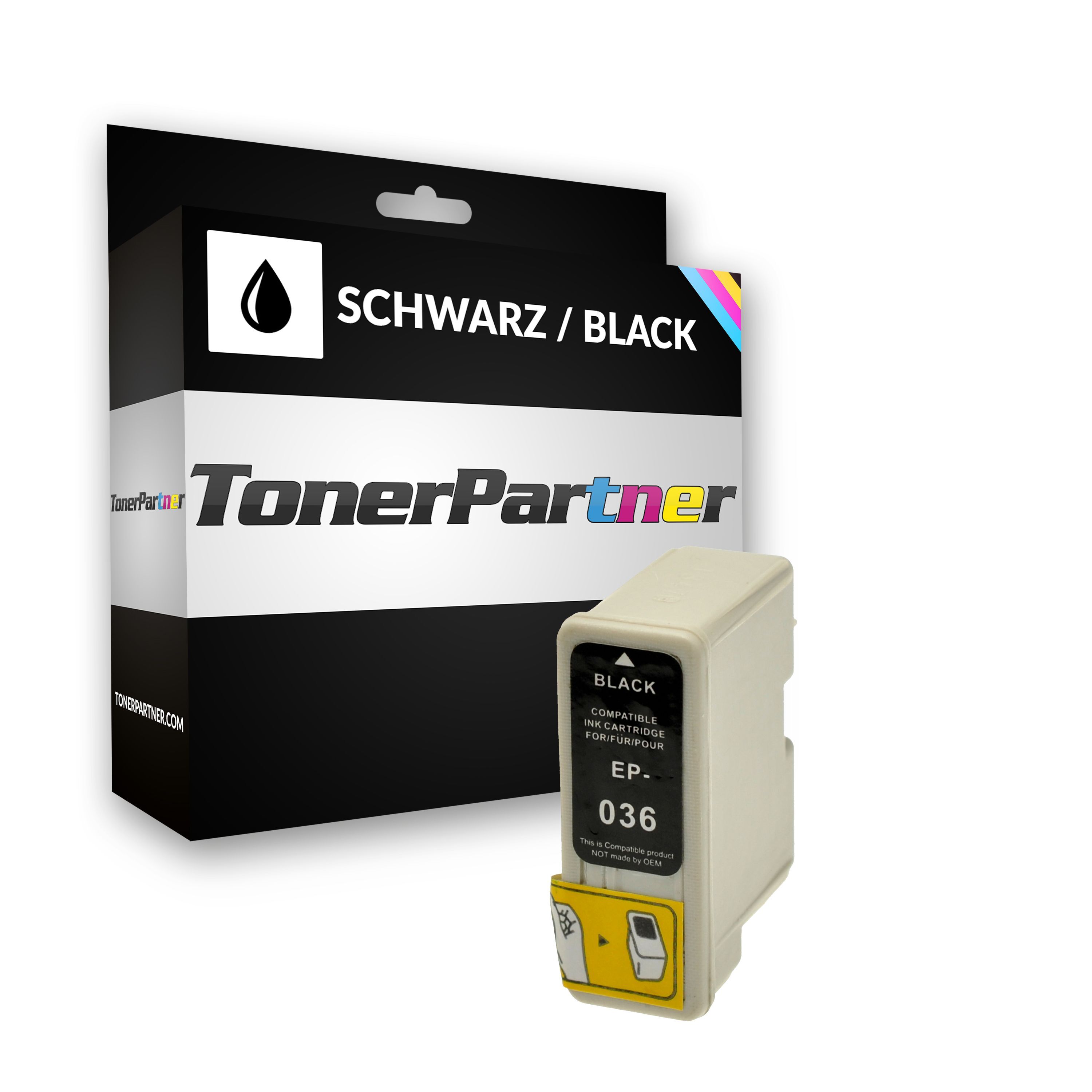 TonerPartner Kompatibel zu Epson Stylus C 44 UX Tintenpatrone (T036 / C 13 T 03614010) schwarz, 330 Seiten, 1,24 Rp pro Seite, Inhalt: 11 ml von TonerPartner