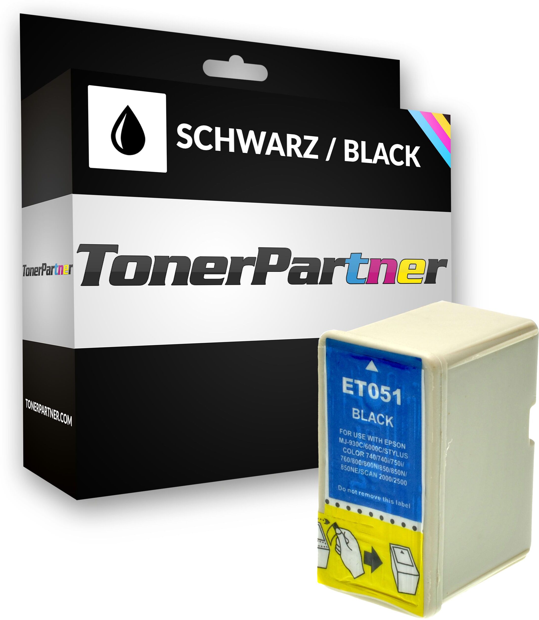 TonerPartner Kompatibel zu Epson Stylus Color 800 Series Tintenpatrone (T0511 / C 13 T 05114010) schwarz, 650 Seiten, 0,89 Rp pro Seite von TonerPartner