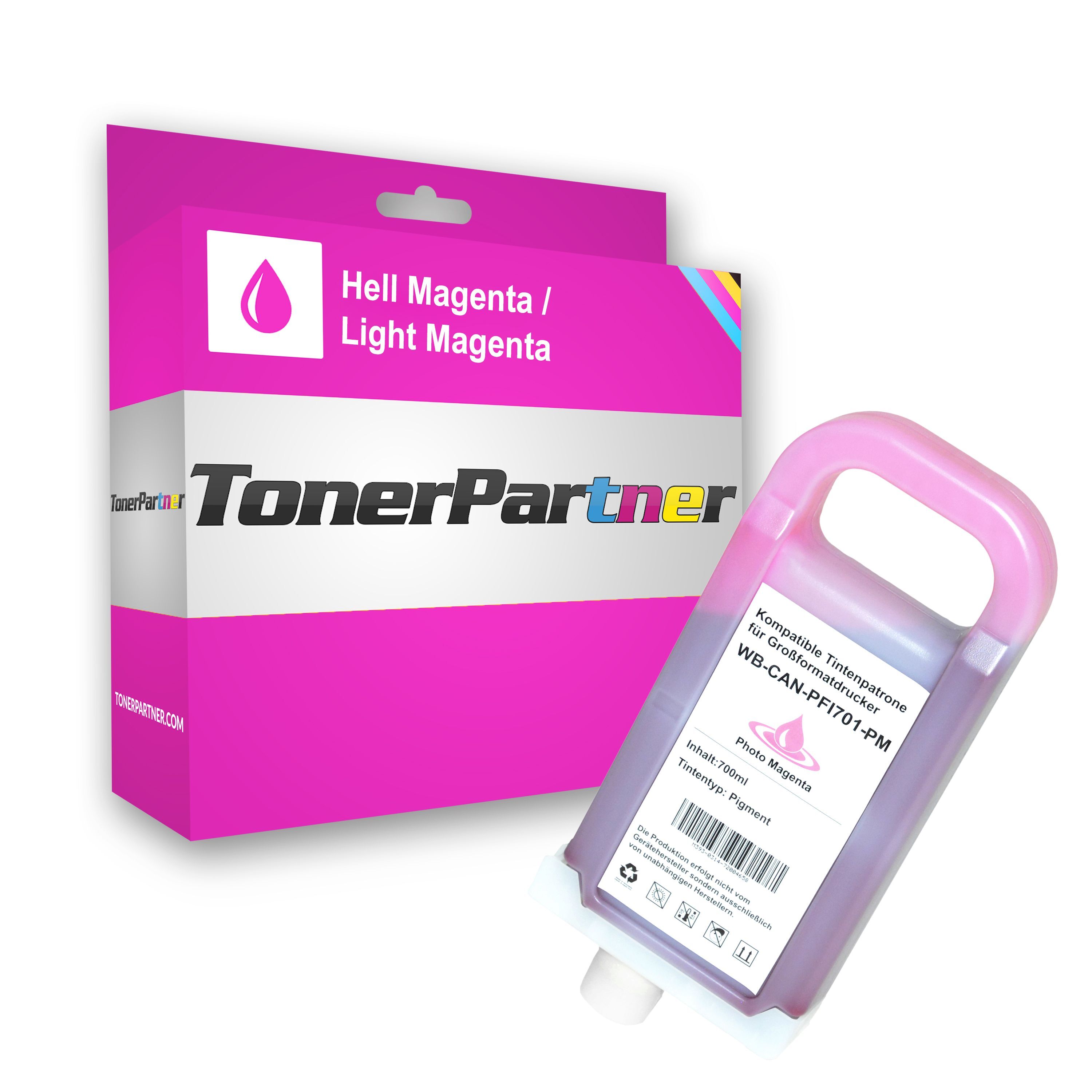 TonerPartner Kompatibel zu Canon imagePROGRAF IPF 9000 S Tintenpatrone (PFI-701 PM / 0905 B 001) photomagenta, Inhalt: 700 ml von TonerPartner