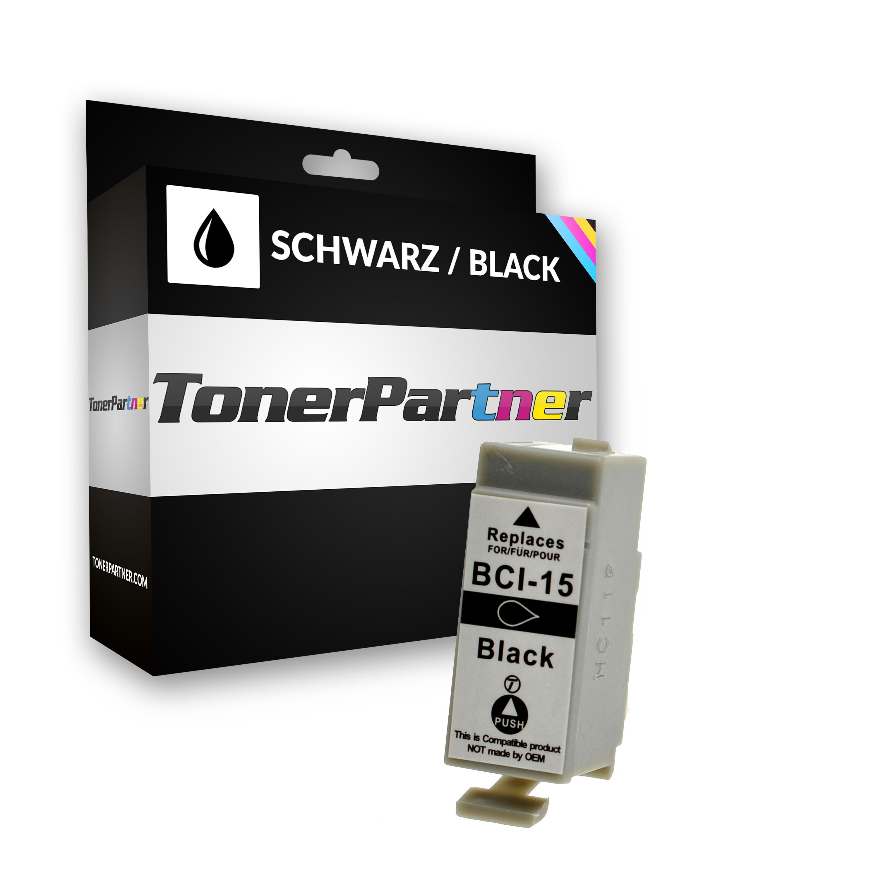 TonerPartner Kompatibel zu Canon I 70 Tintenpatrone (BCI-15 BK / 8190 A 002) schwarz, 100 Seiten, 13,0 Rp pro Seite, Inhalt: 5 ml von TonerPartner