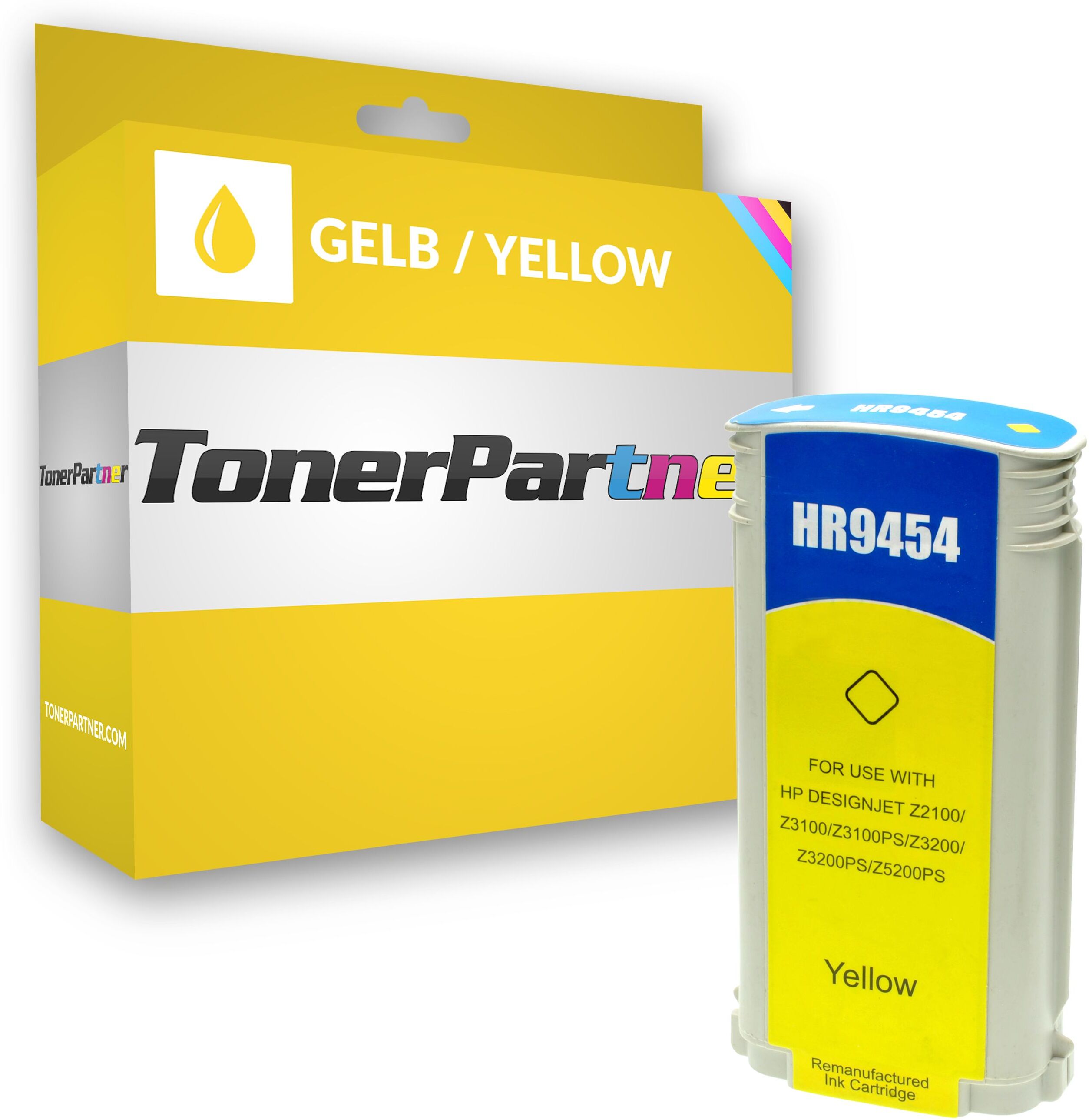 TonerPartner Kompatibel zu HP 70 / C 9454 A Tintenpatrone gelb, Inhalt: 130 ml - ersetzt HP 70 / C9454A Druckerpatrone von TonerPartner