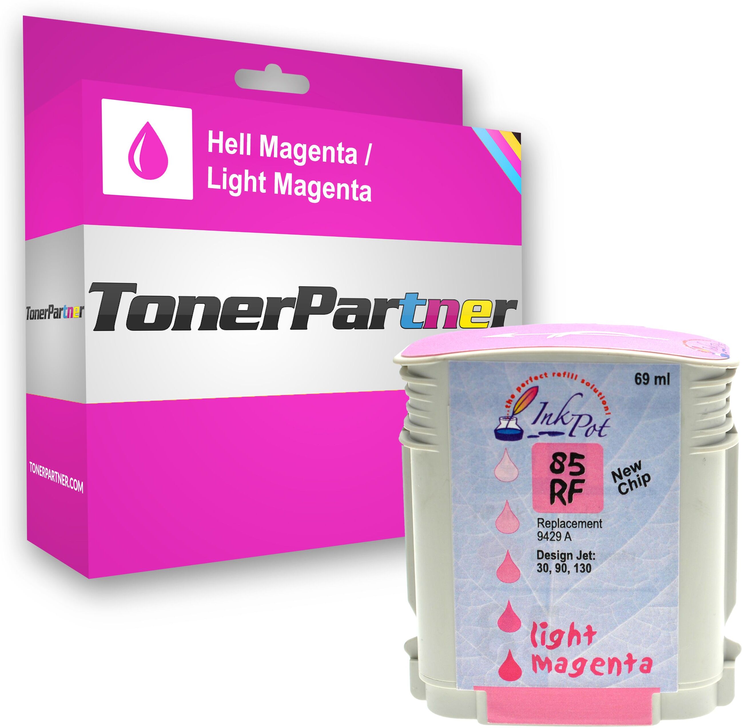 TonerPartner Kompatibel zu HP DesignJet 90 Tintenpatrone (85 / C 9429 A) photomagenta, Inhalt: 69 ml von TonerPartner