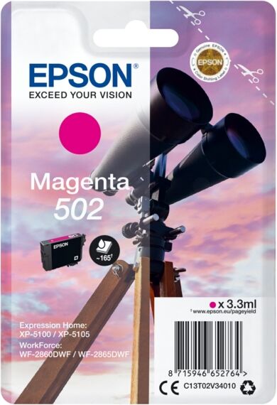 Epson Original Epson Expression Home XP-5100 Series Tintenpatrone (502 / C 13 T 02V34010) magenta, 160 Seiten, 4,75 Rp pro Seite, Inhalt: 3 ml