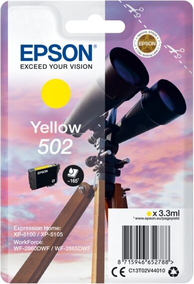 Epson Original Epson Expression Home XP-5115 Tintenpatrone (502 / C 13 T 02V44010) gelb, 160 Seiten, 4,72 Rp pro Seite, Inhalt: 3 ml