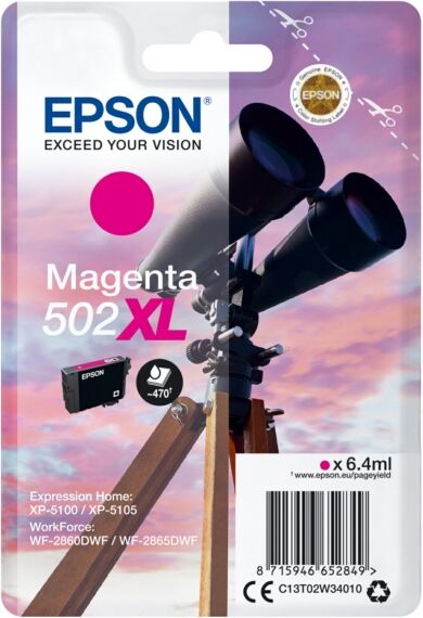 Epson Original Epson 502XL / C 13 T 02W34010 Tintenpatrone magenta, 470 Seiten, 3,41 Rp pro Seite, Inhalt: 6 ml