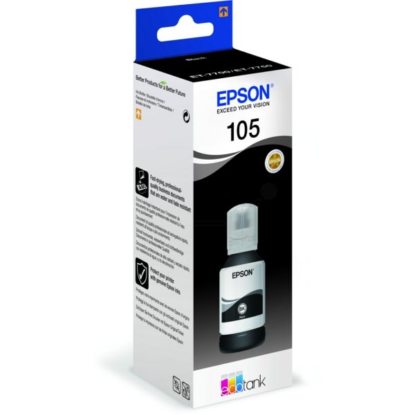 Epson Original Epson EcoTank ET-7700 Tintenpatrone (105 / C 13 T 00Q140) schwarz, 8.000 Seiten, 0,23 Rp pro Seite, Inhalt: 140 ml