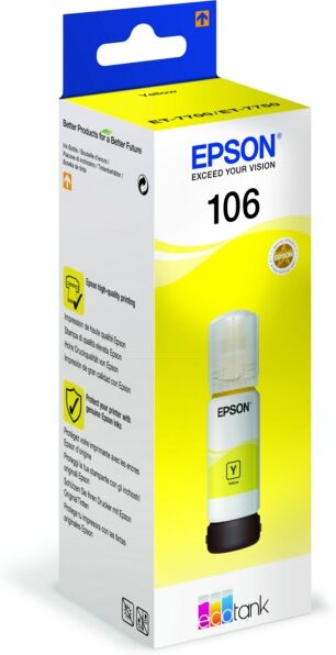 Epson Original Epson EcoTank L 7180 Tintenpatrone (106 / C 13 T 00R440) gelb, 5.000 Seiten, 0,24 Rp pro Seite, Inhalt: 70 ml