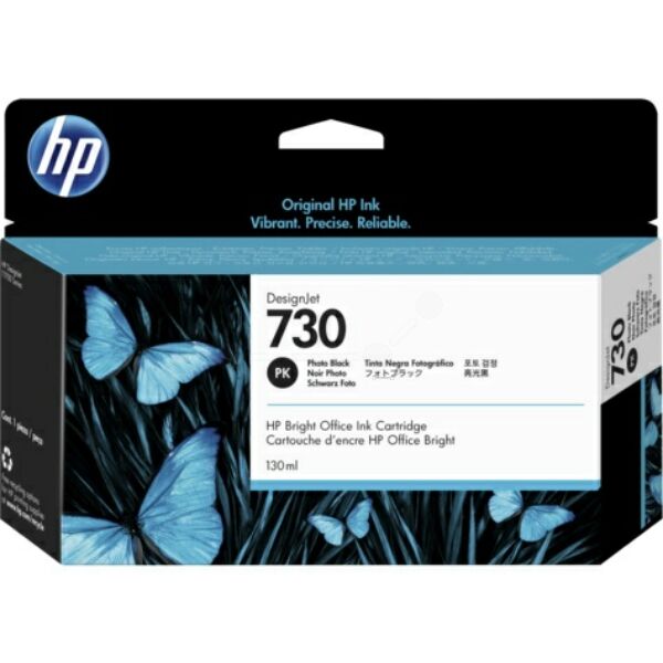 HP Original HP DesignJet T 1700 Tintenpatrone (730 / P2V67A) photoschwarz, Inhalt: 130 ml - ersetzt Druckerpatrone 730 / P2V67A für HP DesignJet T1700
