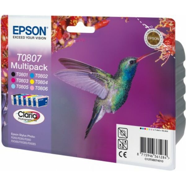 Epson Original Epson Stylus Photo PX 730 WD Tintenpatrone (T0807 / C 13 T 08074510) multicolor Multipack (6 St.), 220 Seiten, 35,98 Rp pro Seite