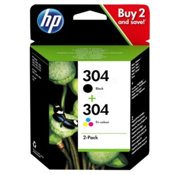 HP Original HP DeskJet 3735 Tintenpatrone (304 / 3JB05AE) multicolor Multipack (2 St.), Inhalt: 100 pg + 120 pg
