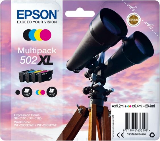 Epson Original Epson Expression Home XP-5115 Tintenpatrone (502XL / C 13 T 02W64020) multicolor Multipack (4 St.), Inhalt: 9,2ml + 3x6,4ml