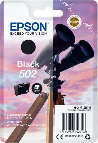 Epson Original Epson C 13 T 02V14020 / 502 Tintenpatrone schwarz, 210 Seiten, 10,21 Rp pro Seite, Inhalt: 4 ml