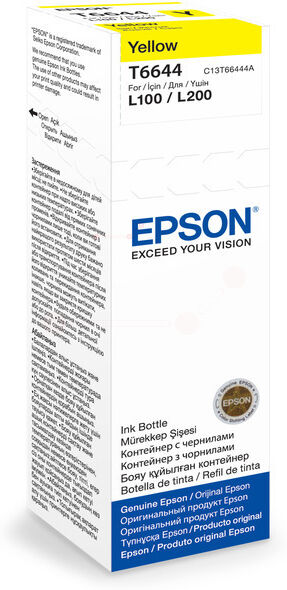 Epson Original Epson L 355 Tintenpatrone (T6644 / C 13 T 66444A) gelb, 6.500 Seiten, 0,09 Rp pro Seite, Inhalt: 70 ml