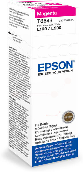 Epson Original Epson EcoTank ITS L 3070 Tintenpatrone (T6643 / C 13 T 66434A) magenta, 6.500 Seiten, 0,09 Rp pro Seite, Inhalt: 70 ml