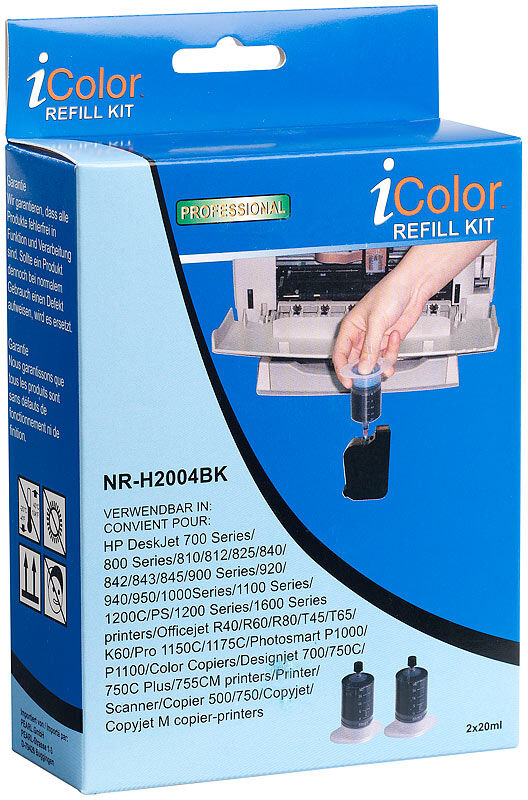 iColor Refill-STARTER-Kit für HP-Patronen, schwarz (2x20ml)