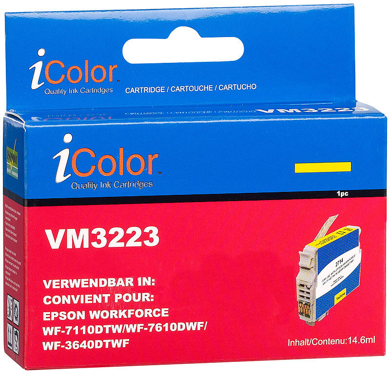 iColor Tintenpatrone für Epson (ersetzt T2714 / 27XL), yellow XL