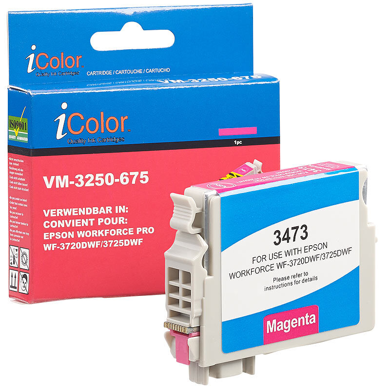 iColor Tintenpatrone für Epson-Drucker (ersetzt T3473 / 34XL), magenta, 14 ml