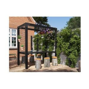meingartenversand.de Essecke Garten Cubic aus Holz mit Stahlspalier in der Größe 198 x 108 x 208 cm in Schwarz