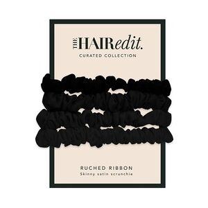 The Hair Edit Black Ruched Ribbon Scrunchies Haargummis