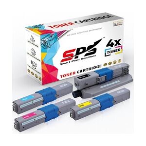 SPS 4er Multipack Set Kompatibel für OKI MC363 Drucker Toners OKI 46508712 Schwarz, 46508711 Cyan, 46508709 Gelb, 46508710 Magenta