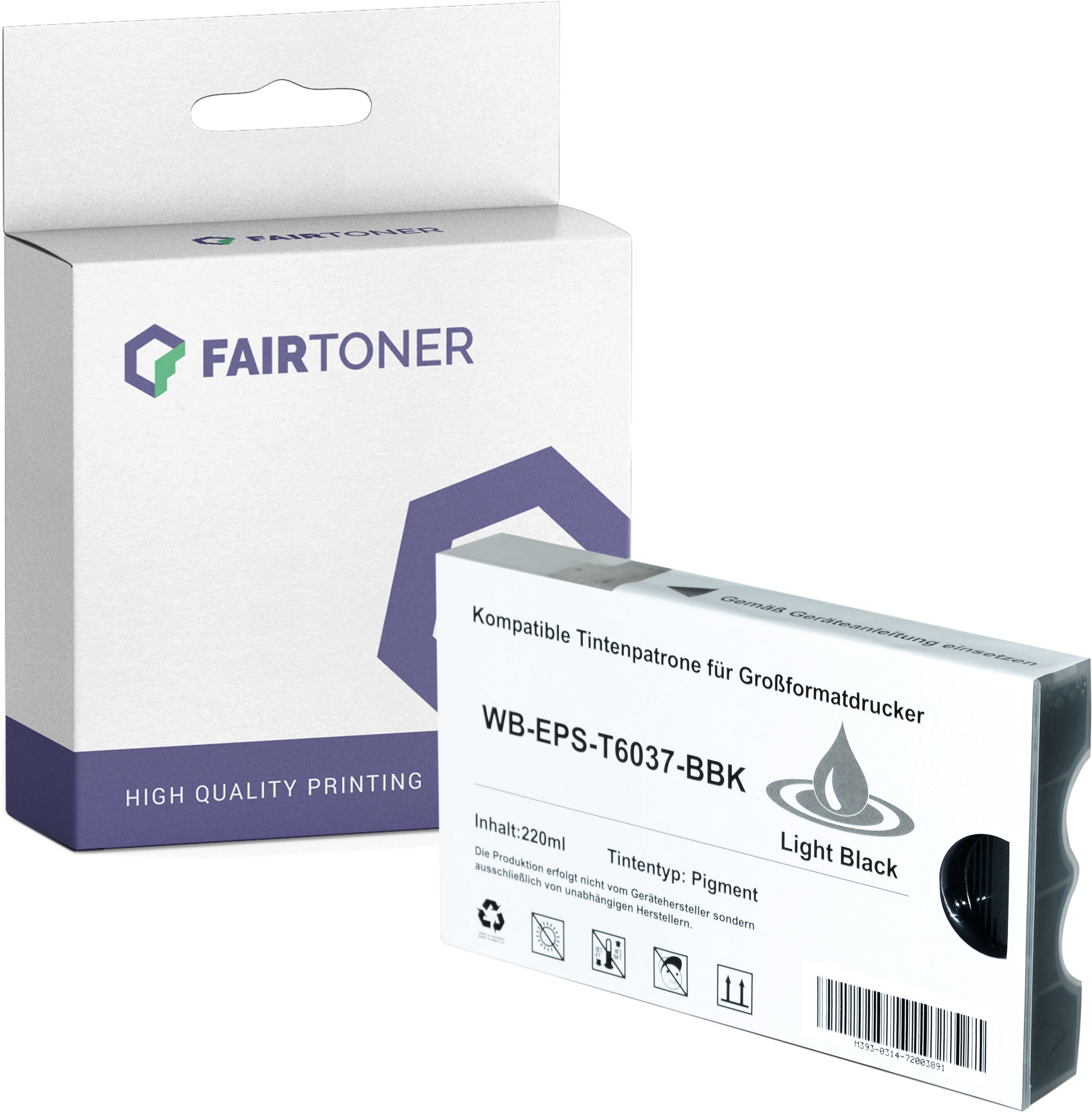 FairToner Kompatibel zu Epson Stylus Pro 7800 (C13T603700 / T6037) Druckerpatrone Schwarz Hell