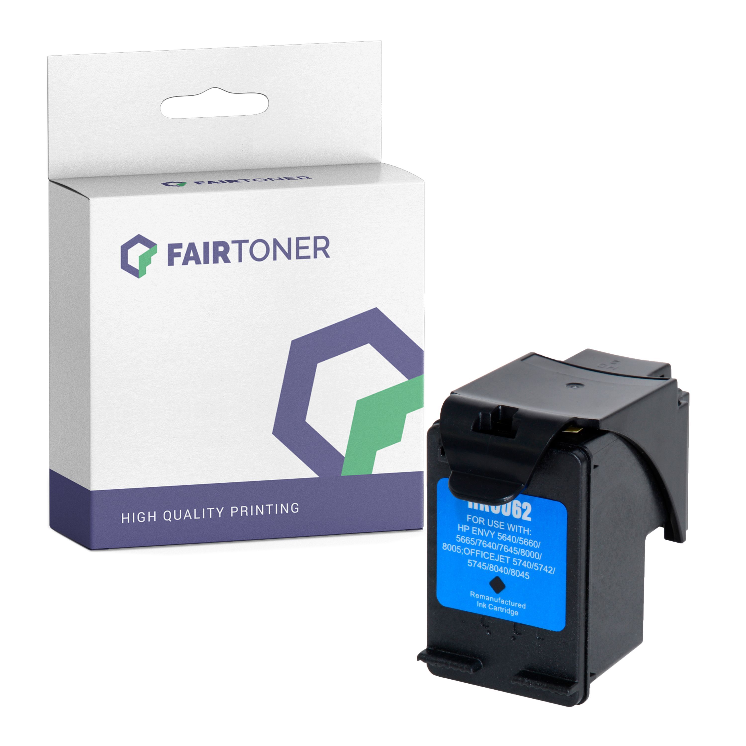 FairToner Kompatibel zu HP Envy 5544 e-All-in-One (C2P05AE / 62XL) Druckerpatrone Schwarz