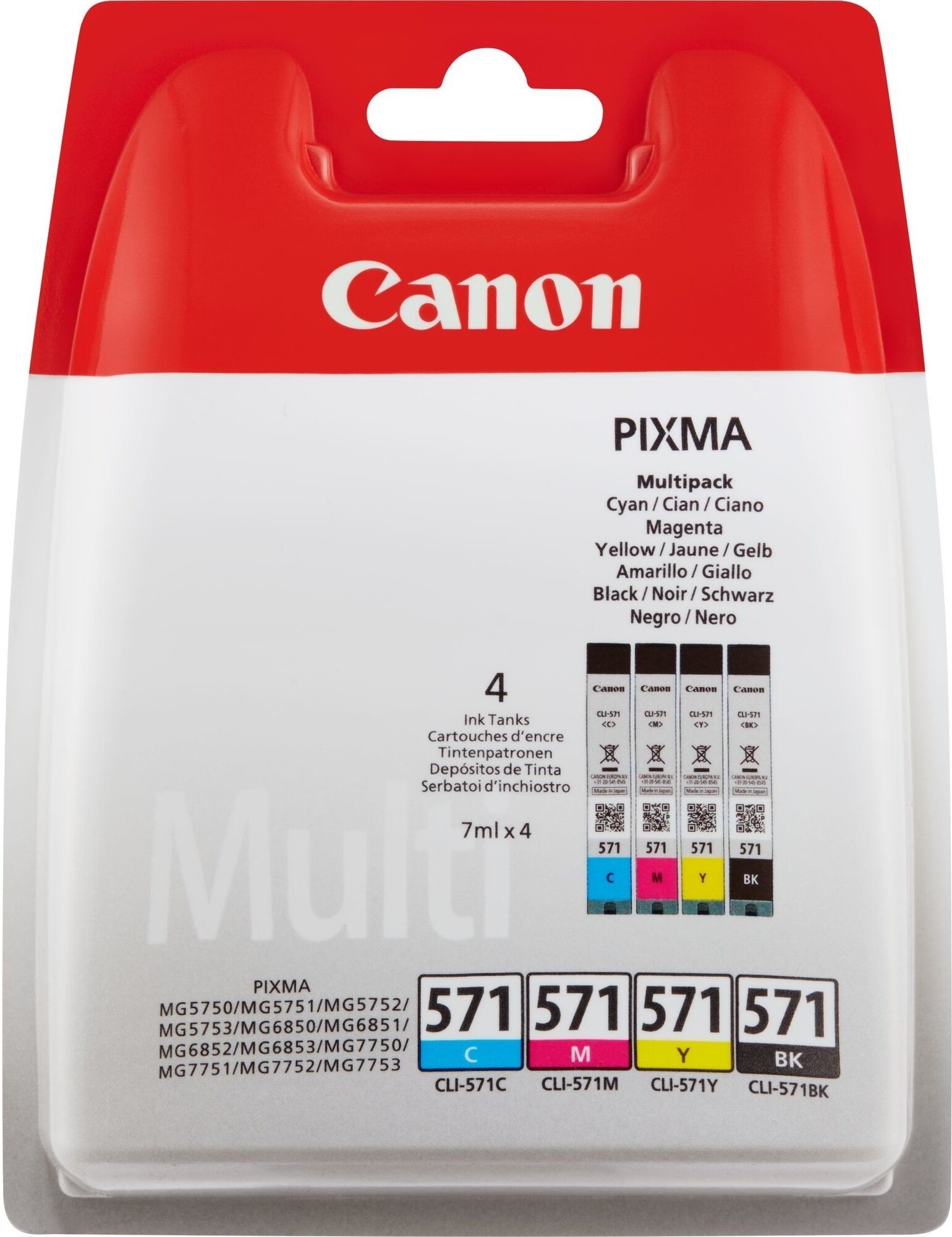 Canon Original Canon Pixma TS 6000 Series (0386C005 / CLI-571) Druckerpatrone Schwarz,Cyan,Magenta,Gelb