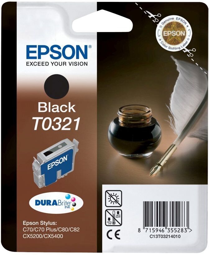 Epson Original Epson Stylus C 82 N (C13T03214010 / T0321) Druckerpatrone Schwarz