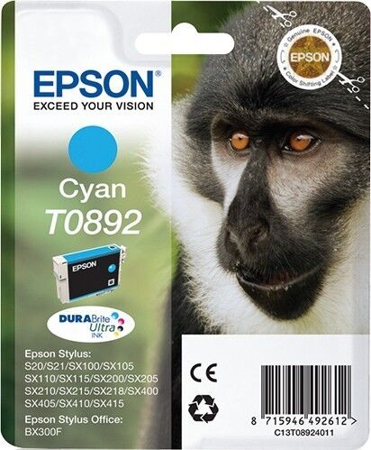 Epson Original Epson Stylus SX 100 (C13T08924011 / T0892) Druckerpatrone Cyan