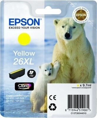 Epson Original Epson Expression Premium XP-510 (C13T26344010 / 26XL) Druckerpatrone Gelb
