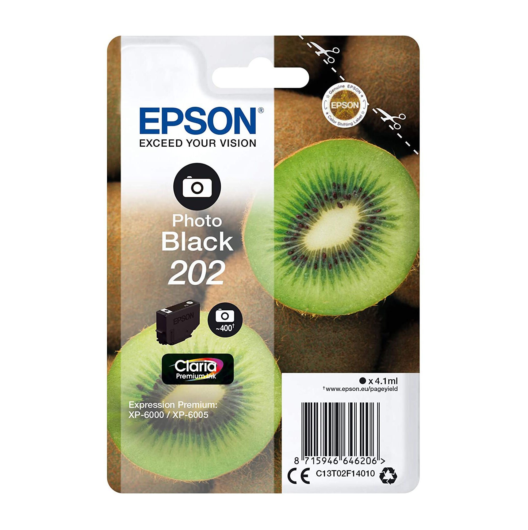 Epson T202 PBK blækpatron - C13T02F14010 Original - Foto Sort 4,1 ml