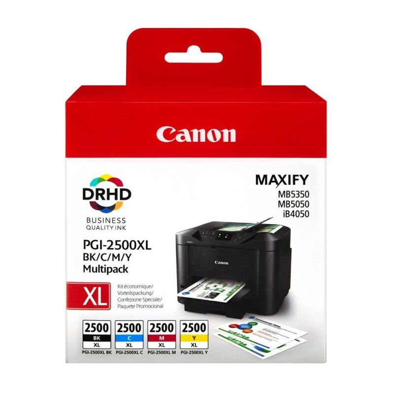 Canon PGI 2500 XL CMYK Pigment, Sampak 4stk blækpatron, Original