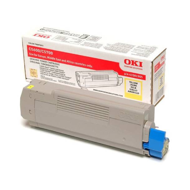 Oki C 5600/5700 Y lasertoner - 43381905 Original - Gul 2000 sider